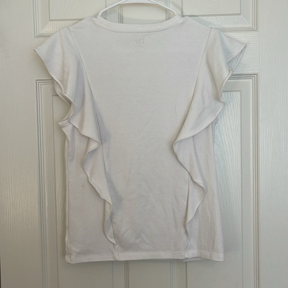 Gap White Ruffle Modern Tee - Picture 2 of 4